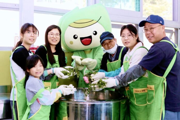 제48회 보성다향축제에 참여한 관광객들의 차 만들기 체험모습